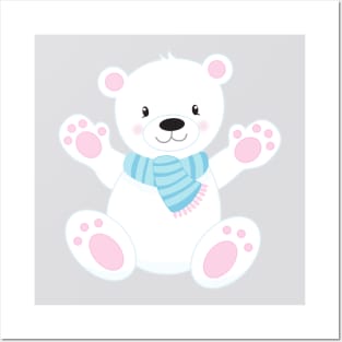 Polar Bear, White Bear, Cute Bear, Bear With Scarf Posters and Art